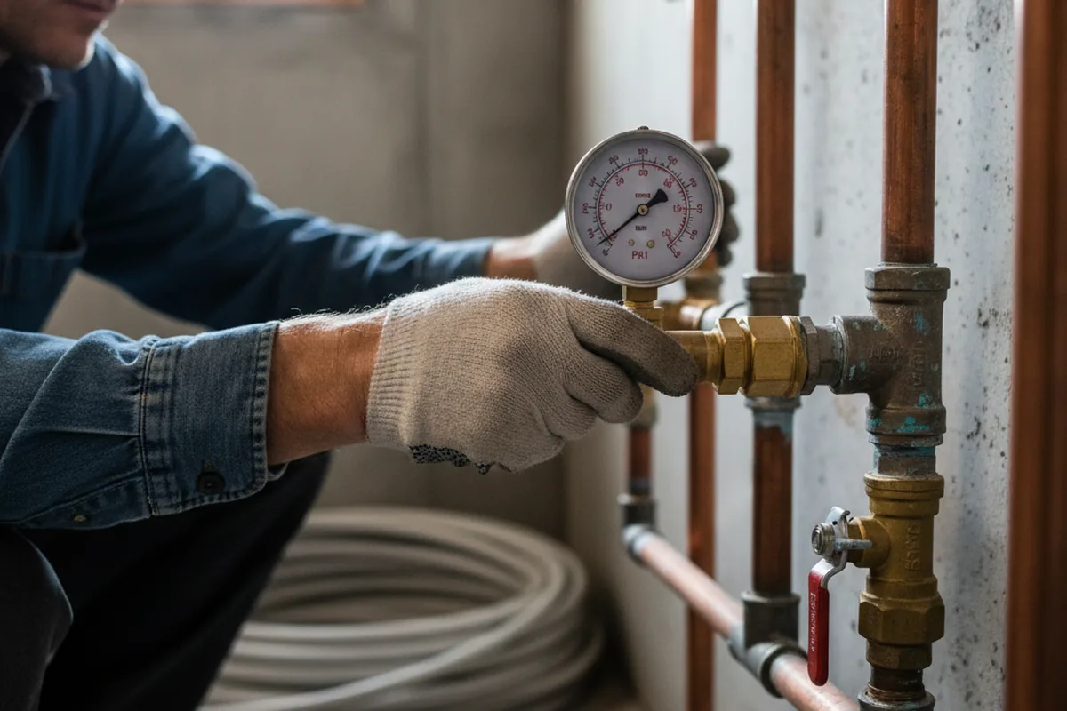 Pressure testing a repaired line during Water Line Repair in Aultman
